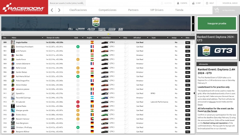 Daytona endurance leaderboard таблица лидеров