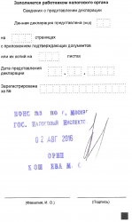 Форма налоговой декларации с печатью и подписью
