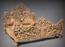 Роскошная деревянная кровать с изысканной резьбой