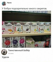 Упаковки с надписью "Секрет бобра" на полке