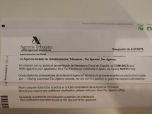 Письмо от испанской налоговой службы о запросе сертификата