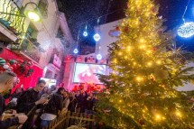 Праздничное мероприятие с рождественской елкой и людьми