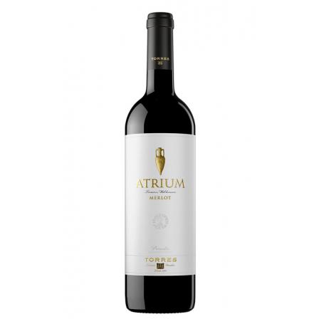 Бутылка красного вина с этикеткой Atrium Merlot