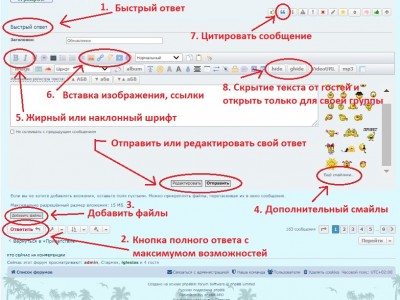 Инструкция по использованию редактора сообщений на форуме