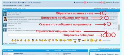 Чат с сообщениями пользователей и кнопками действий