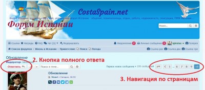 Форум с навигацией и кнопкой ответа на сообщения