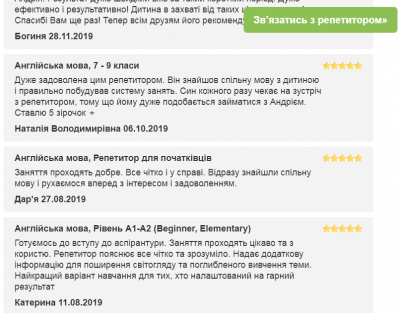 Отзывы о репетиторах по английскому языку