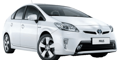 Белый автомобиль Toyota Prius с современным дизайном