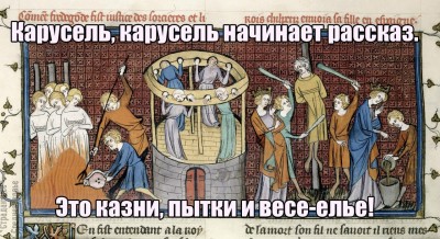 Средневековая иллюстрация с казнями и пытками