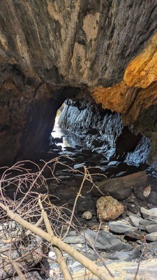 Вид на пещеру с камнями и ветками на переднем плане — CostaSpain.net Вид на пещеру с камнями и ветками на переднем плане