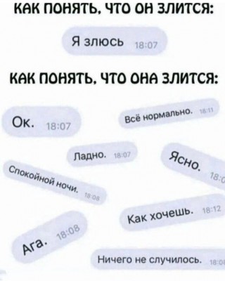 Диалог о том, как понять, что кто-то злится