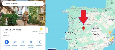 Cuacos de Yuste, Cáceres на карте Испании
