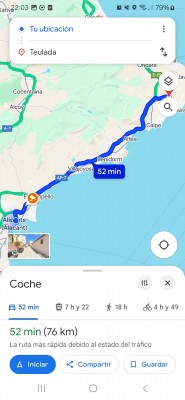 Маршрут на карте с указанием времени в пути 52 минуты — CostaSpain.net Маршрут на карте с указанием времени в пути 52 минуты