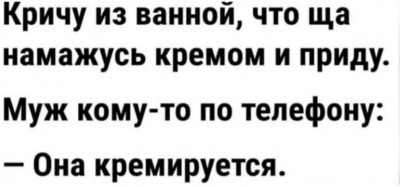 Текст с юмористическим диалогом о креме и кремации