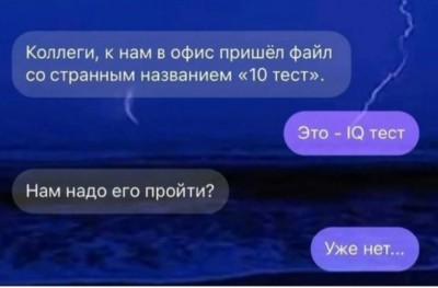 Переписка о странном файле с названием «10 тест» и IQ тесте