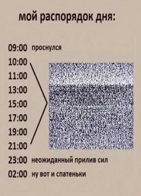 Расписание дня с неожиданными моментами и шумом на экране
