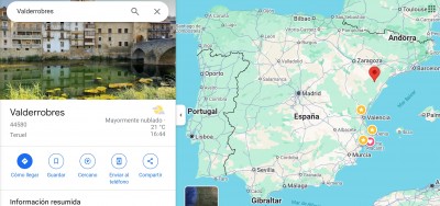 Valderrobres на карте Испании