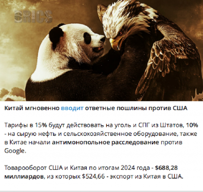 Панда и орел на фоне облаков
