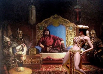 Сцена с монархом и танцовщицей в историческом контексте