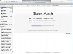 Интерфейс iTunes с процессом настройки iTunes Match