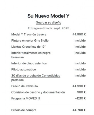 Список характеристик и цен на новый Model Y