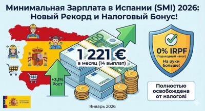минимальная зарплата в Испании выросла в 2026 году
