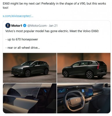 Электрический кроссовер Volvo EX60 в разных ракурсах