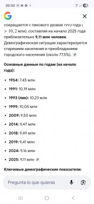Демографические данные по годам с 1954 по 2025 год
