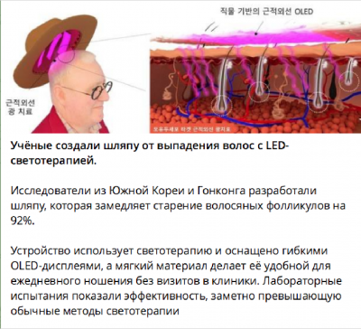Шляпа для предотвращения выпадения волос с LED-терапией