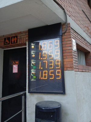 Цены на топливо в пятницу 13го марта 2926 года. Аликанте