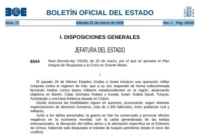 Документ «BOLETÍN OFICIAL DEL ESTADO» с новыми указами.