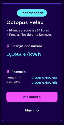 Информация о тарифах на электричество от компании Octopus.