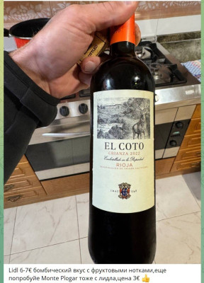 На фото бутылка вина El Coto Crianza 2022.