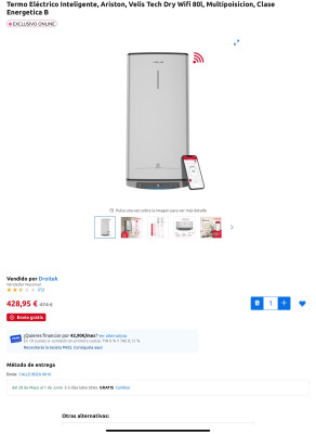 Электрический водонагреватель Ariston Velis Tech Dry с Wi-Fi.