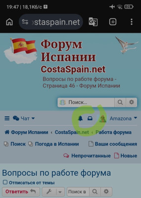 Скриншот веб-страницы форума CostaSpain.net с вопросами о работе.