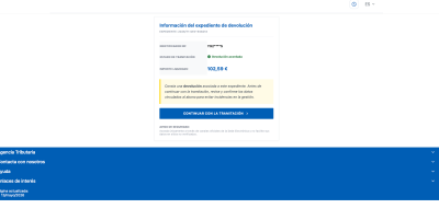 Информация о возврате, сумма 102,59 €, состояние: возврат согласован.