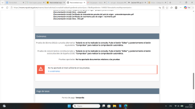 Страница сайта с информацией о экзаменах для получения гражданства Испании.