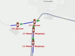 Схема с указателями маршрутов и номерами улиц