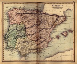 Карта Испании с регионами и морями