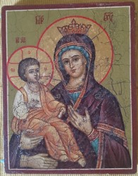 Икона Богородицы с младенцем Иисусом, древняя роспись